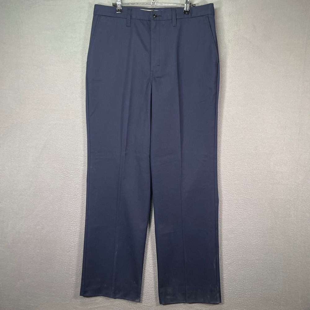 Dickies Occupational Work Pants Mens 34x31 Navy Blue Straight Chino Heavy Duty